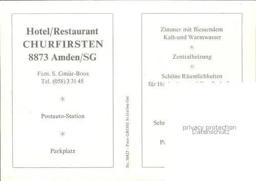 Amden SG Totalansicht Hotel Restaurant Churfirsten Kat. Amden