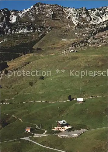 Amden SG Bergrestaurant Zum Holzstuebli mit Mattstock Fliegeraufnahme Kat. Amden