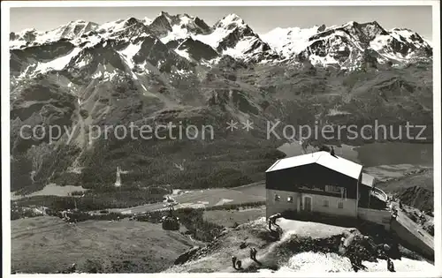 St Moritz GR Luftseilbahn Corviglia Piz Nair mit Berninagruppe Kat. St Moritz