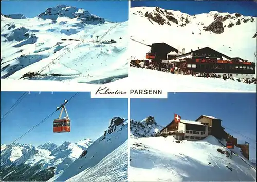 Klosters GR Skilift Parsenn Furka Schwarzkopf Parsennhuette Luftseilbahn Berghaus Gotschnagrat  Kat. Klosters