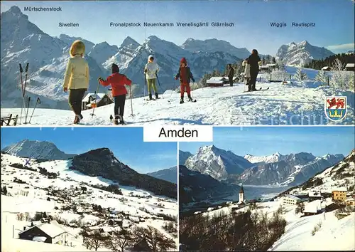 Amden SG Alpen Panorama mit Orts und Teilansichten Kat. Amden
