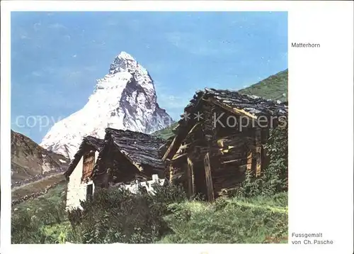 Zermatt VS Matterhorn Findelen Kuenstlerkarte fussgemalt Kat. Zermatt