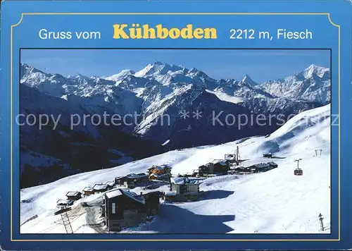 Kuehboden Fliegeraufnahme Skigebiet am Eggishorn ob Fiesch Kat. Unterwasser Toggenburg