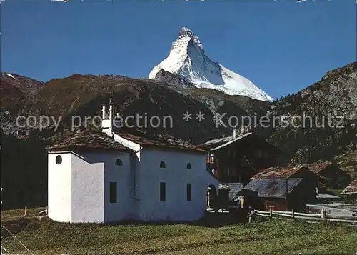 Zermatt VS Kapelle Winkelmatten mit Matterhorn Kat. Zermatt