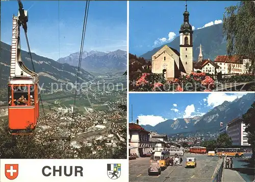 Chur GR Luftseilbahn Kirche Dorfpartie Kat. Chur