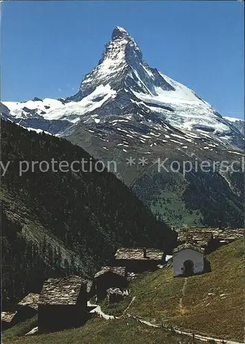 Findelen VS Dorfpartie mit Matterhorn Kat. Findeln Findelen