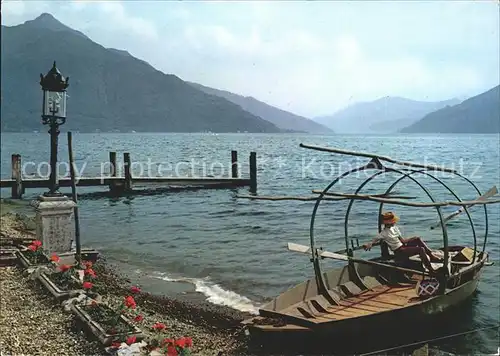 Lago di Lugano Seepartie mit Fischerboot Kat. Italien