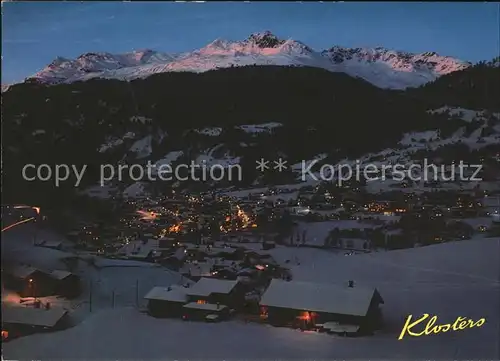 Klosters GR bei Nacht mit Madrisahorn Kat. Klosters