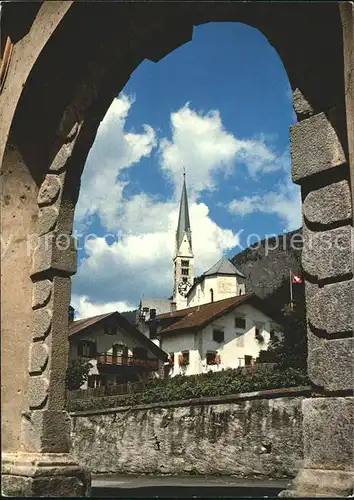 Zernez GR Dorfpartie Eingang in den Schweizer Nationalpark Kat. Zernez