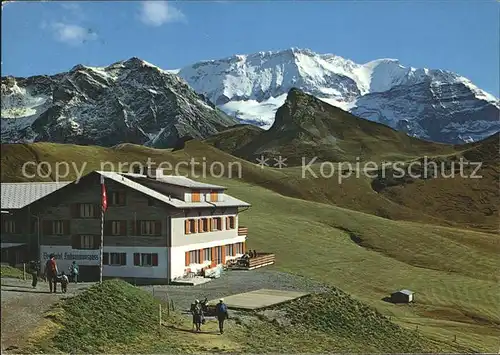 Adelboden Berghotel Hahnenmoospass mit Ammertenspitz und Wildstrubel Kat. Adelboden