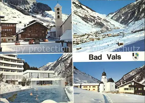 Bad Vals GR Dorfplatz Thermalschwimmbad Totalansicht Dorfpartie Kat. Vals