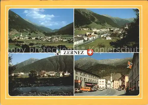 Zernez GR Panorama Teilansichten Dorfpartie Kat. Zernez