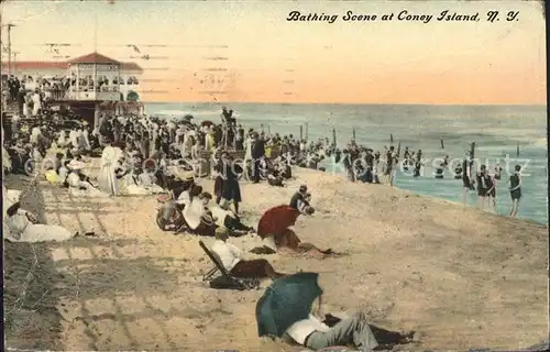 Coney Island New York Beach Bathing Scene Kat. United States