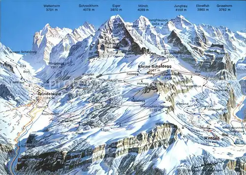 Jungfrau BE Panoramakarte Jungfraugebiet Kat. Jungfrau