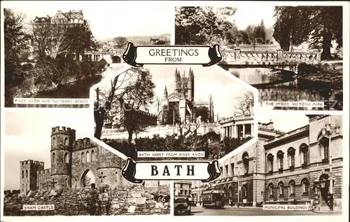 Bath UK River Avon Bridge Victoria Park Sham Castle Municipal Buildings Abbey Excel Series Kat. Grossbritannien