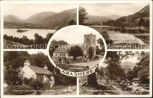 Grasmere United Kingdom Church Red Bank Rydal Water River Dove Cottage Valentine s Post Card Kat. Grossbritannien