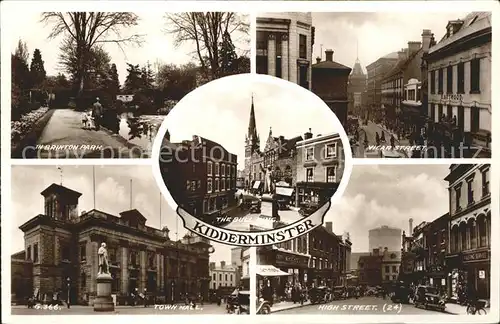 Kidderminster Brinton Park Vicar Street High Street Town Hall Bull Ring Monument Kat. Worcestershire