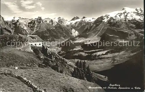 Engelberg OW Brunnihuette mit Hahnen Spannoerter und Titlis Kat. Engelberg