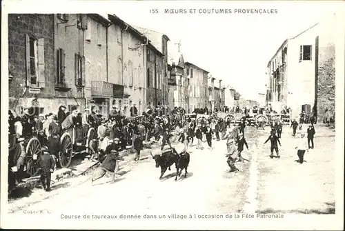 Moeurs-Verdey Coutumes Provencales Course de taureaux Fete Patronale Stierlauf / Epernay /Arrond. d Epernay