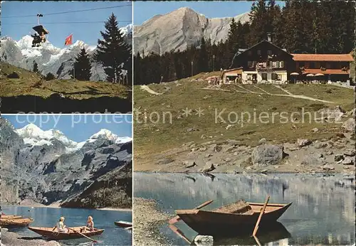 Kandersteg BE Sesselbahn Bootspartie am Oeschinensee Berghotel Kat. Kandersteg