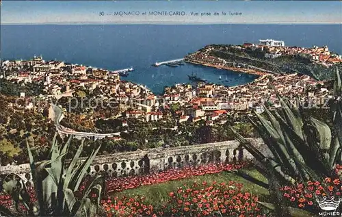 Monaco et Monte Carlo vue prise de la Turbie Port Kat. Monaco