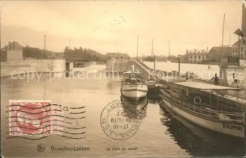 Laeken Pont du Canal Bateau Stempel auf AK Kat. 