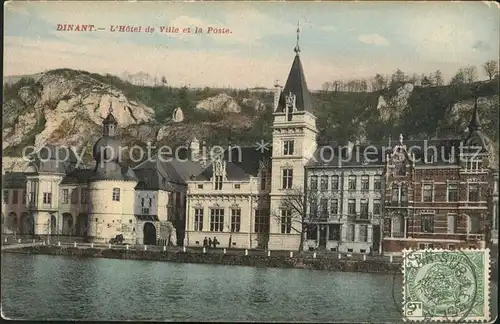 Dinant Wallonie Hotel de Ville et la Poste Stempel auf AK Kat. Dinant