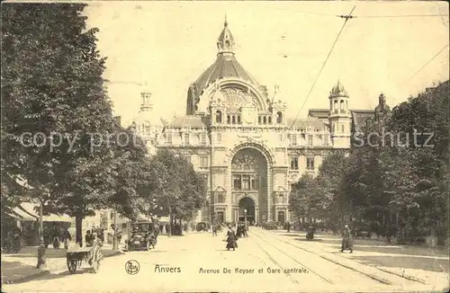 Anvers Antwerpen Avenue De Keyser et Gare centrale Kat. 