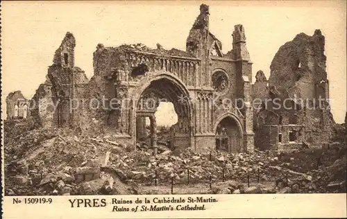 Ypres Ypern West Vlaanderen Ruines de la Cathedrale Saint Martin Grande Guerre 1. Weltkrieg Kat. 