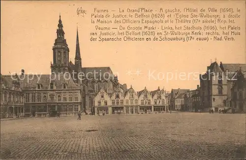 Furnes Flandre Grand Place Hotel de Ville et autres batiments Kat. 