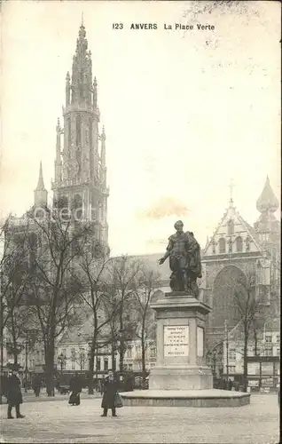 Anvers Antwerpen Place Verte Monument Statue Eglise Kat. 