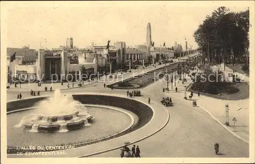 Bruxelles Bruessel Allee du Centenaire de Eeuwfeestlaan Fontaine Carte officielle de l Exposition 1935 Kat. 