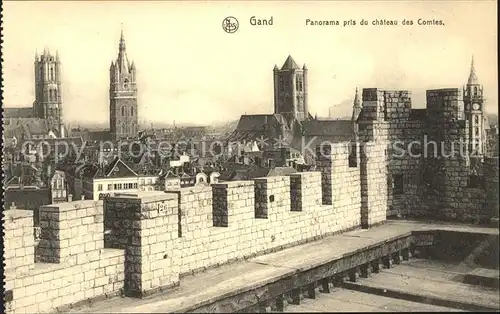 Gand Belgien Panorama vue prise du Chateau des Comtes Eglise Kat. Gent Flandern