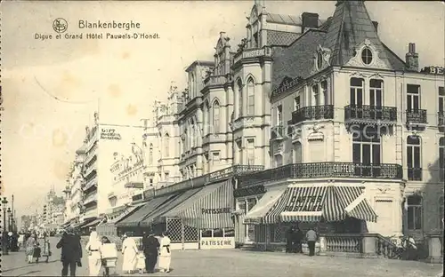 Blankenberghe Digue et Grand Hotel Pauwels d Hondt Kat. 