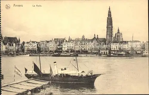 Anvers Antwerpen La Rade Bateau Eglise Kat. 