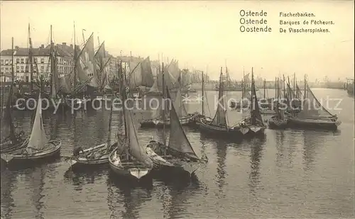 Ostende Flandre Fischerbarken Barques de Pecheurs Wohlfahrtskarte Reichsverband zur Unterstuetzung deutscher Veteranen Kat. 