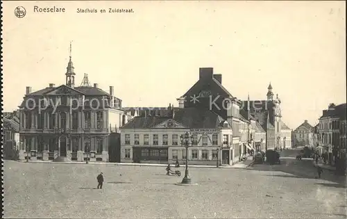 Roeselare West Vlaanderen Stadhuis en Zuidstraat Kat. 