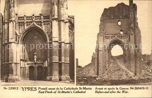 Ypres Ypern West Vlaanderen Ruines de la Cathedrale Saint Martin Grande Guerre Truemmer 1. Weltkrieg No. 260419 11 Kat. 