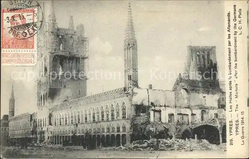 Ypres Ypern West Vlaanderen Halles apres le bombardement Grande Guerre Truemmer 1. Weltkrieg Stempel auf AK Kat. 