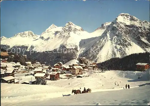 Inner Arosa Ortsansicht Pferdeschlitten Alpenpanorama / Innerarosa /Bz. Plessur