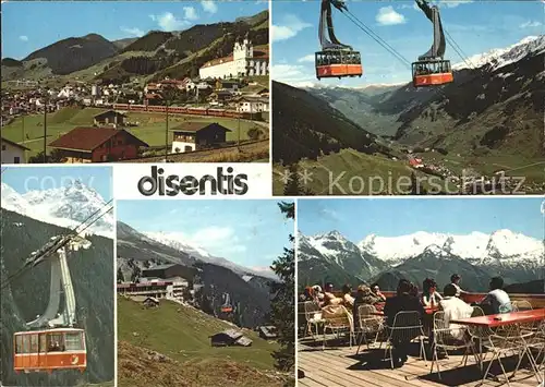 Disentis GR Ortsblick Luftseilbahn Calschavedra Bergstation Terrasse Kat. Disentis