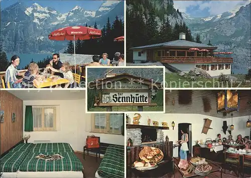 Kandersteg BE Hotel Restaurant Zur Sennh?tte Gastraum Terrasse Kat. Kandersteg