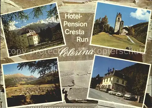 Celerina Marguns Hotel Pension Cresta Run Dorfpartie Kirche Kat. Celerina