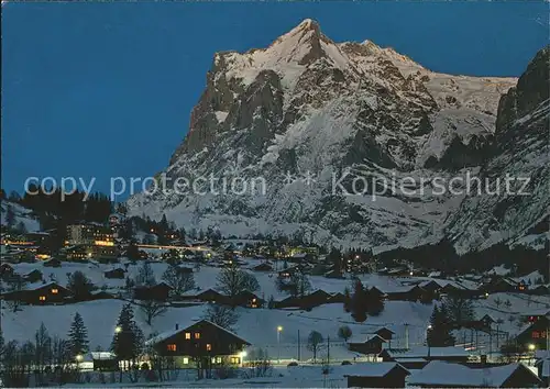 Grindelwald bei Nacht mit Wetterhorn Kat. Grindelwald