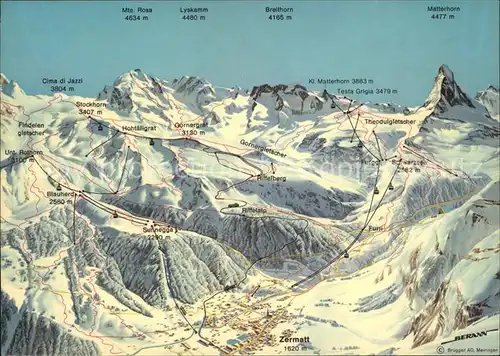 Zermatt VS Panoramakarte Wallis Kat. Zermatt