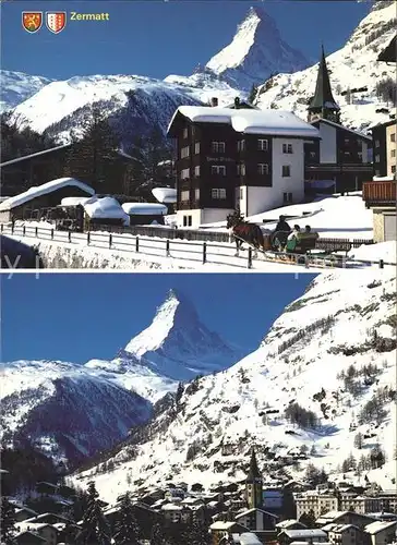 Zermatt VS Dorfpartien Pferdeschlitten Matterhorn Kat. Zermatt