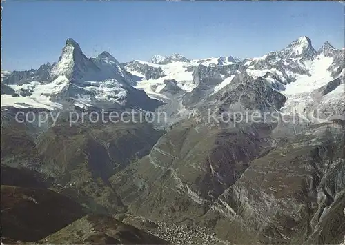 Zermatt VS Fliegeraufnahme Matterhorn Mont Blanc Dt Blanche Kat. Zermatt
