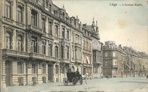 Liege Luettich Avenue Rogier Pferdedroschke Kat. Luettich