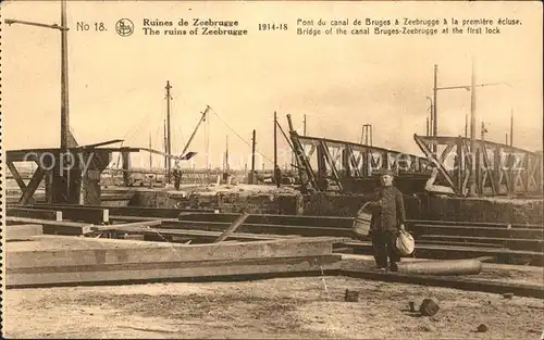 Zeebrugge Ruines Pont du canal Grande Guerre 1. Weltkrieg Kat. 