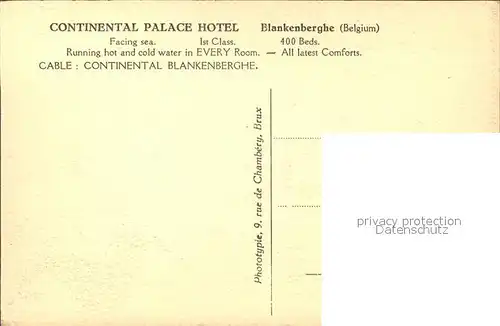 Blankenberghe Continental Palace Hotel Plage Kat. 